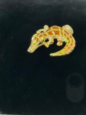 Gold-tone Crocodile Brooch